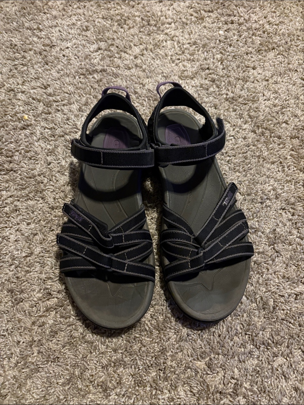 Teva 4266 Women’s Tirra Sandal Shoc Pad Anatomic Footbed Black Purple Shoes